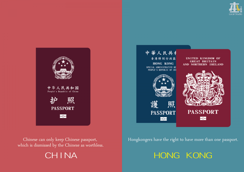 The Basic Law in Hong Kong grants Hong Kong people's right to have dual nationalities. 
