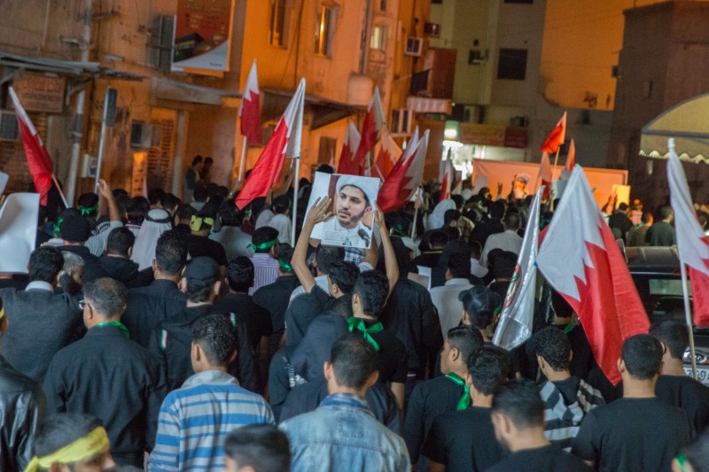 Bilad Al Qadeem, Bahrain. 30th December 2014 -- Marchers in Bilad Al Qadeem demanded the release of Sheikh Ali Salman, the Secretary-General of the Al-Wefaq political society in Bahrain, and main opposition to the current government. Photograph by bahrain14feb bilad. Copyright: Demotix