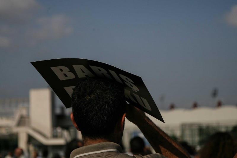 Demotix image. A peace meeting at Bakırköy in Istanbul on 9 August, 2015 drew thousands of supporters concerned by Turkey's attacks on PKK positions over the border. Photo by Avni Kantan. ID: 8285673.