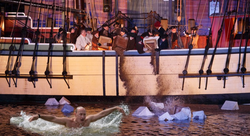 A Boston Tea Party of sorta, brought to you by Vladimir Putin. Image edited by Kevin Rothrock.