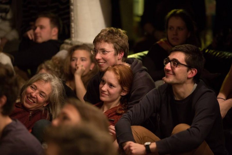 "Contrary to what some might think, it's really the audience at the Mezrab that makes the night. These are the kindest folk you'll meet in Amsterdam." Picture taken by Bas Uterwijk in 2013 and available on the Mezrab's Facebook page.