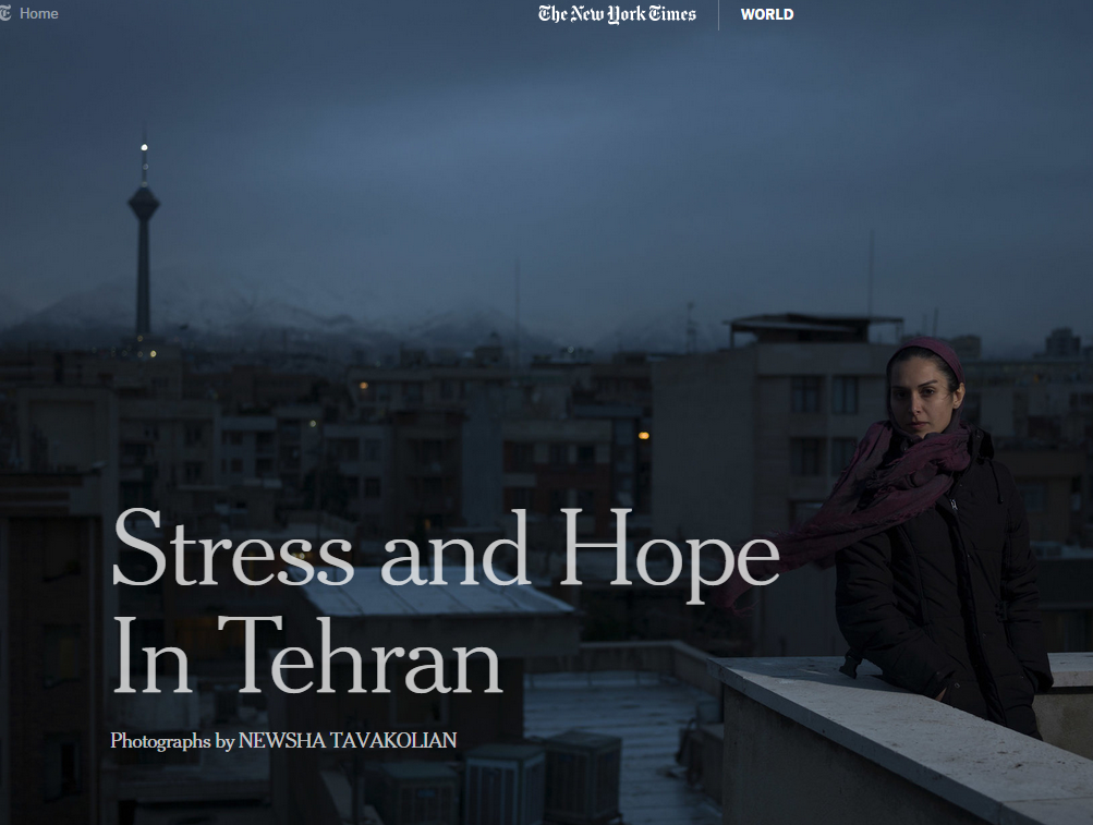 A photo essay by Tavakolian on ordinary lives affected by sanctions in Iran. Screenshot of New York Times spread. 